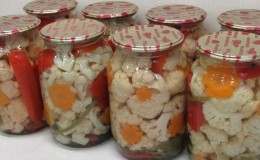 Pilihan resipi salad kembang kol yang paling lazat untuk musim sejuk dalam balang - dimakan serta-merta