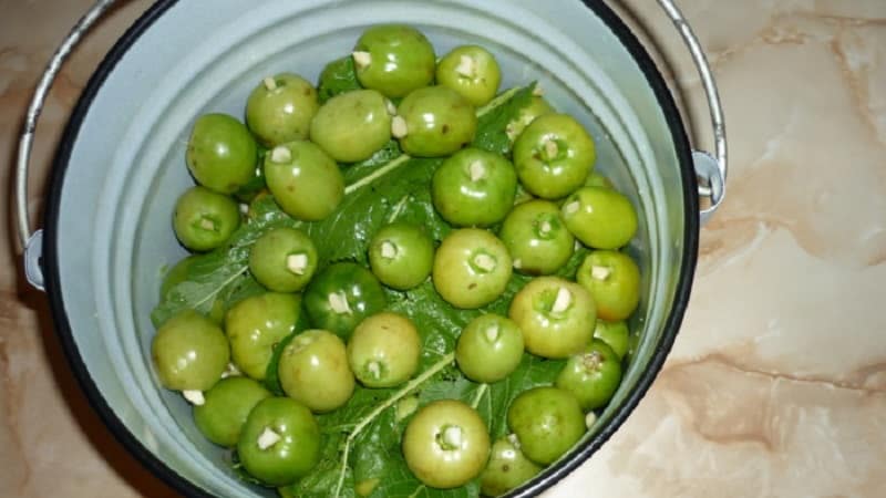 De beste methoden voor het koud beitsen van groene tomaten in een emmer