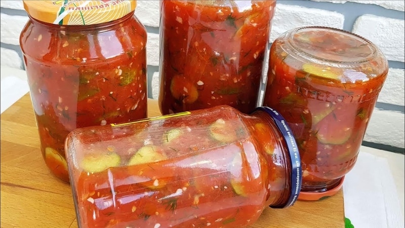 Las recetas más deliciosas para encurtir pepinos en salsa de tomate para el invierno.