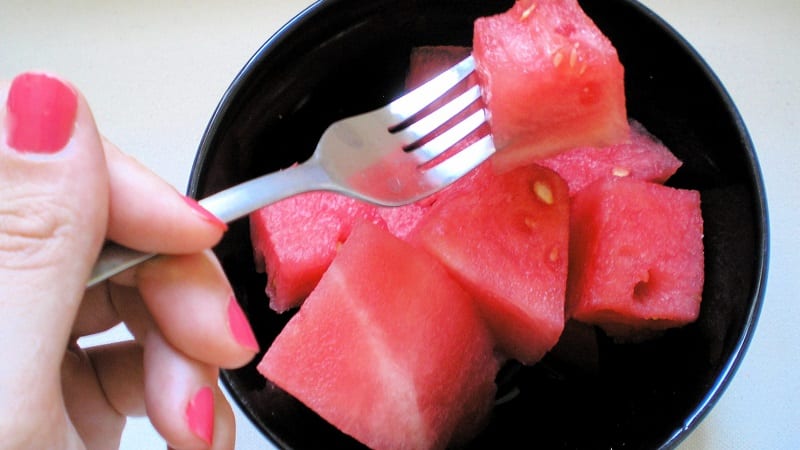 What is the calorie content of watermelon, and how is it beneficial for the human body?