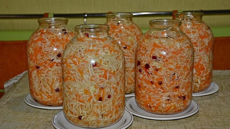 Resipi untuk sauerkraut yang lazat dalam balang 3 liter untuk musim sejuk dan cadangan untuk menyimpan makanan ringan