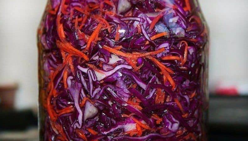 A selection of delicious red cabbage recipes for the winter in a jar