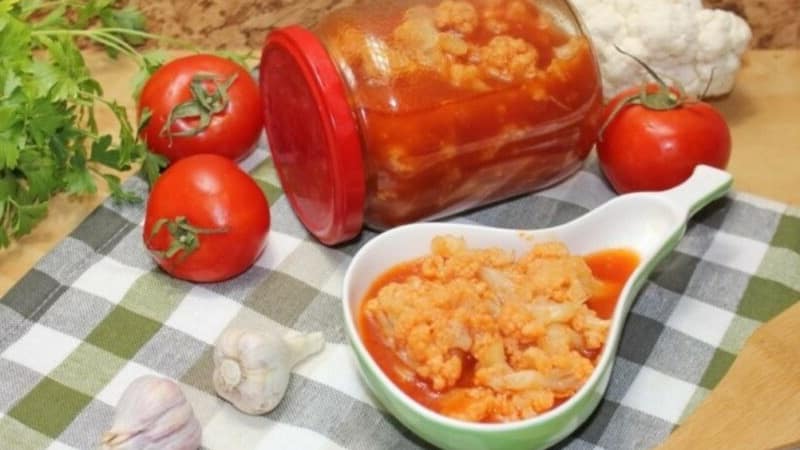 Ricette semplici per deliziosi cavolfiori in adjika per l'inverno