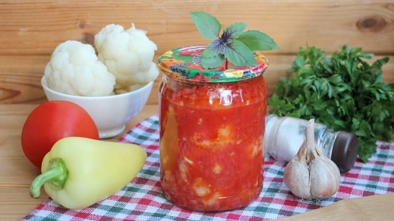 Ricette semplici per deliziosi cavolfiori in adjika per l'inverno